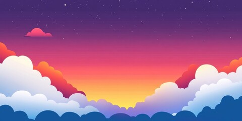 Vibrant Sunset Sky with Colorful Clouds and Stars