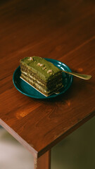 Matcha Elegance: Green Tea Layer Cake Slice