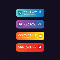 collection of contact us buttons vector illustration