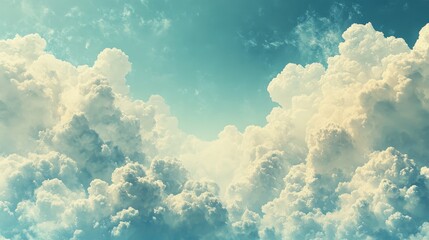 A breathtaking view of fluffy clouds in a vast sky