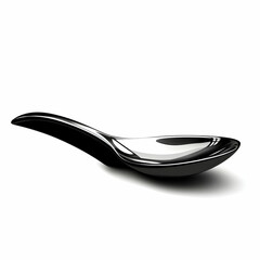 Sleek black spoon, isolated, studio shot,  food serving