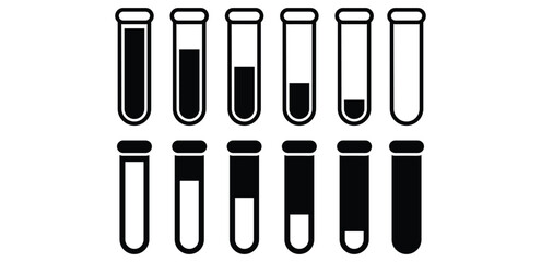 lab glass test tube icon symbol sign vector design black white color simple illustration collection sets © looli