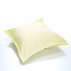 Pale yellow pillow on white background, home decor