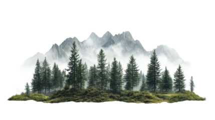 Mountain landscape on transparent background