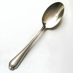 Silver spoon on white background, tableware, food serving