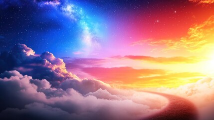 Celestial Road Through Vibrant Skies