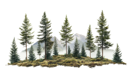 Mountain landscape on transparent background