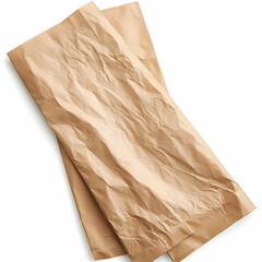 Obraz premium Crumpled brown paper bag on white background; food packaging