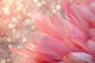 Romantic pink feather - copy space