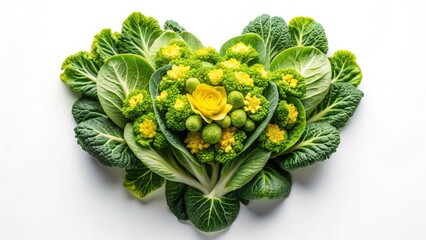 Stunning Chinese Flowering Cabbage Photography: Vibrant Choy Sum Bloom, Thai Market Vegetable, Isolated White Background, Architectural Photography Style