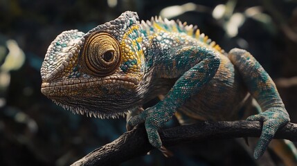Fototapeta premium Majestic Chameleon: A Close-Up Portrait of a Panther Chameleon