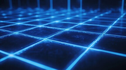 Obraz premium Abstract Blue Grid Neon Light Pattern Surface