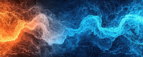 Obraz premium Workflow Reason Judgement design. Vibrant blue and orange wave-like abstract design.
