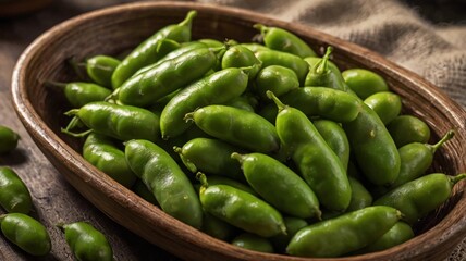 Edamame is pigeon peas, which is the one type of Japaneses pea. That have green pods and outer skin covering with hair. Must be boiled before eating.