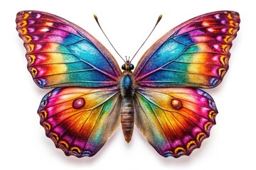 Watercolor Butterfly Aerial Photography, Generative AI Art, White Background, High-Resolution Image