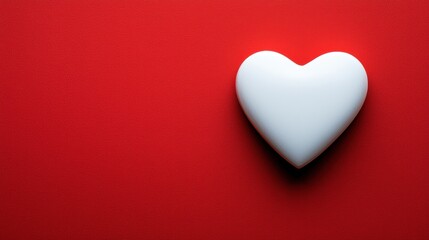 Obraz premium White heart conveying romance on vibrant red background with copy space