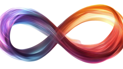 Infinity Symbol: Abstract vibrant and colorful infinity symbol design, representing endless possibilities, continuous flow, and eternal concepts. Perfect for concepts of continuous improvement.