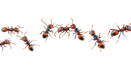 Ants on the March: A dynamic and vibrant image featuring a group of ants, a diverse array of black and red ants showcasing the intricate details of their bodies.
