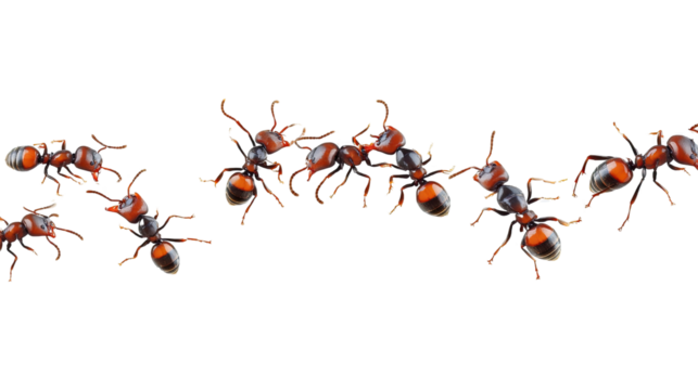 Ants on the March: A dynamic and vibrant image featuring a group of ants, a diverse array of black and red ants showcasing the intricate details of their bodies.