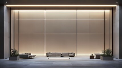 Modern Minimalist Lounge Space Evening Ambiance Interior Design Interior 3D Render