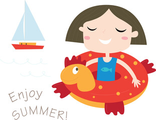 children playing on the beach vector summer design