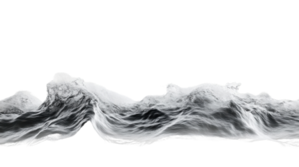 Ocean water surface waves on transparent background