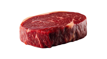 PNG, Steak. Meat Long, pieces of raw meat, isolated on a white background, created with Generative AI technology.