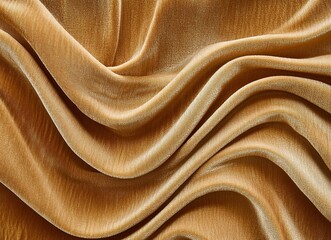 Fototapeta premium Stylish brown velvet fabric background with folds and waves, top view. The concept of luxury fashion with generative ai
