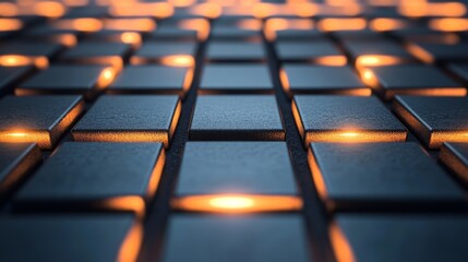 Obraz premium Illuminated Grid Of Dark Grey Textured Squares