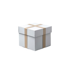 Fototapeta premium White Gift Box with Ribbon on a Plain Background for Presenting Gifts On transparent background