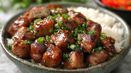 meat curry on rice in plat