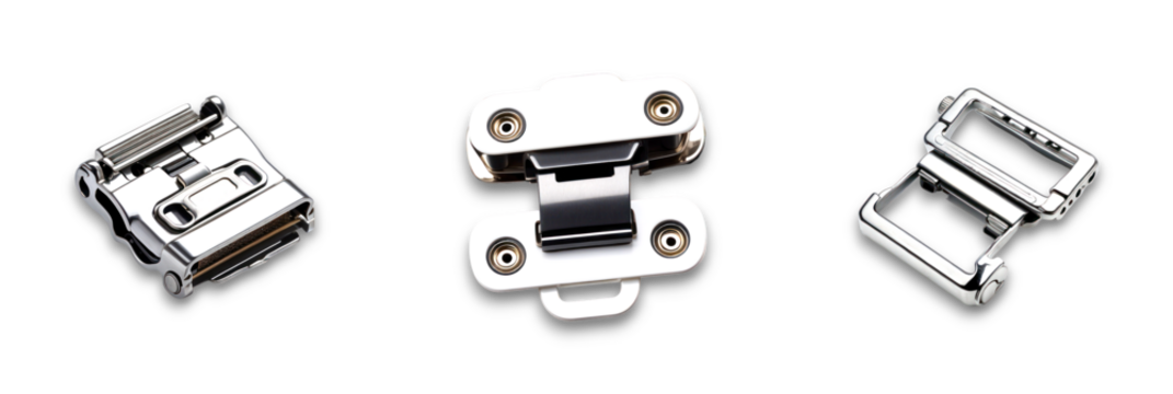 A polished metal clip isolated on a transparent background