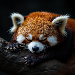 Obraz premium Funny Sleeping Red Panda