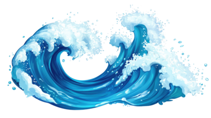 Ocean water surface waves on transparent background