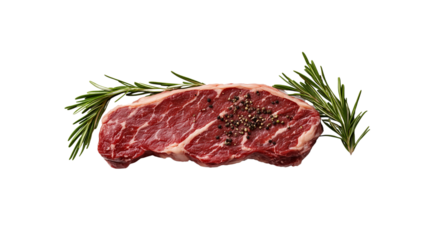 PNG, Steak. Meat Long, pieces of raw meat, isolated on a white background, created with Generative AI technology.