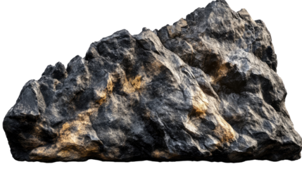 Dark and Golden Rock Formation: A dramatic close-up of a rugged, dark gray rock formation with streaks of golden hues, showcasing its texture and unique geological features. 