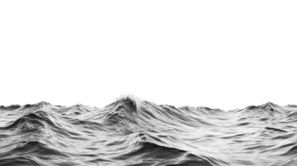 Ocean water surface waves on transparent background