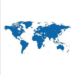 Fototapeta premium World Map Illustration Global Continent Blue Outline Graphic Design