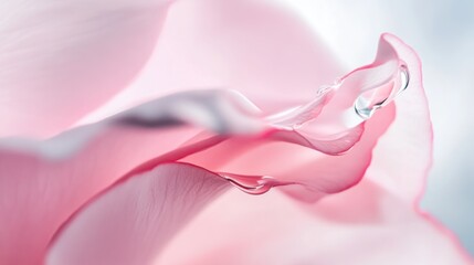 Pink Rose Petals with Dew Drops: A Delicate Macro Photography