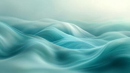 Obraz premium Abstract Teal Waves Flowing Softly Across a Canvas