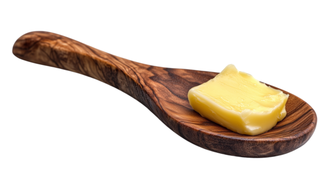 PNG, Butter, butter with cutlery isolated on white background, generated by Generative AI.