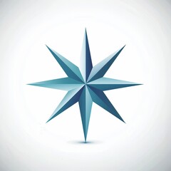 Obraz premium Abstract Eight Pointed Star Teal Blue Geometric Shape 3D Design Element