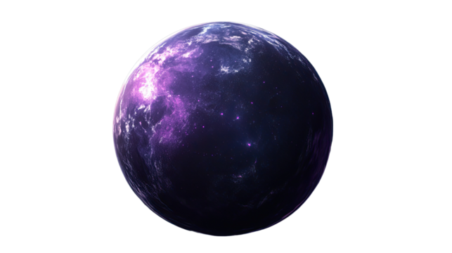 Cosmic Nebula Planet: A mesmerizing view of a vibrant purple and dark blue planet, swirling with cosmic nebulae, evoking a sense of wonder and mystery.  