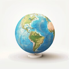 Detailed Rotating Globe Showing World Map Continents Oceans and Terrain