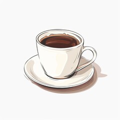 Obraz premium Aromatic Coffee Cup Illustration Hand Drawn Style Hot Drink Cafe Beverage Breakfast Drink