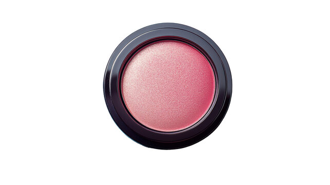 Closeup of Shimmering Compact Blush on Pastel Background Isolated on Transparent or White Background, PNG