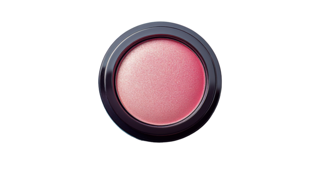 Closeup of Shimmering Compact Blush on Pastel Background Isolated on Transparent or White Background, PNG