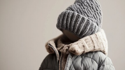 Child's winter hat and jacket on mannequin