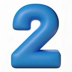 A vibrant blue number two, designed with a smooth, rounded shape, ideal for decorative or educational purposes.