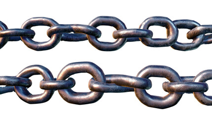 Obraz premium Steel Chain Links: Close-up of two parallel heavy-duty steel chains, showcasing the interconnected links and metallic texture. The image is ideal for concepts of strength, connection, and security.
